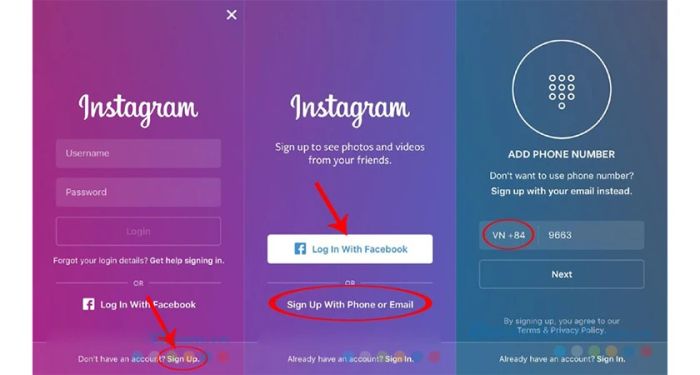 Hướng dẫn đăng ký Instagram qua số điện thoại