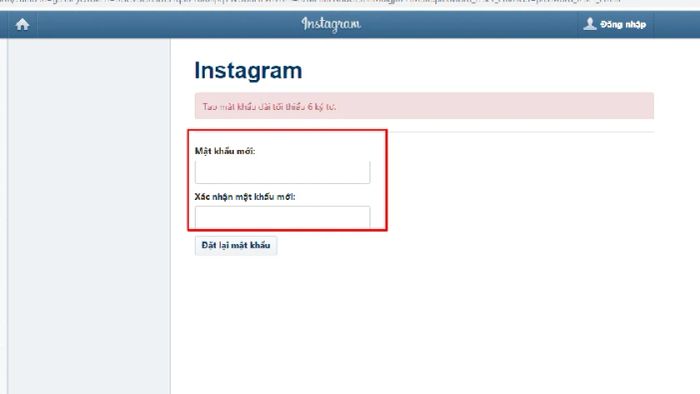 Nhập mật khẩu mới và hoàn tất quá trình đăng nhập.