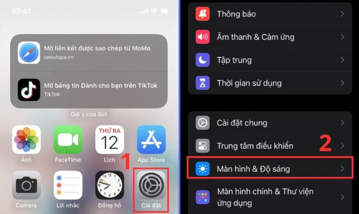 Tắt True Tone khi màn hình iPhone 13 Pro Max hiển thị sai màu để khắc phục vấn đề màu sắc.