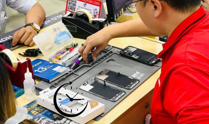 Mang máy đến trung tâm bảo hành của Apple hoặc cửa hàng sửa chữa điện thoại uy tín.