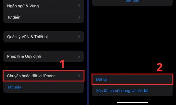 Khôi phục cài đặt gốc giúp sửa lỗi màn hình trên iPhone 13 Pro Max.