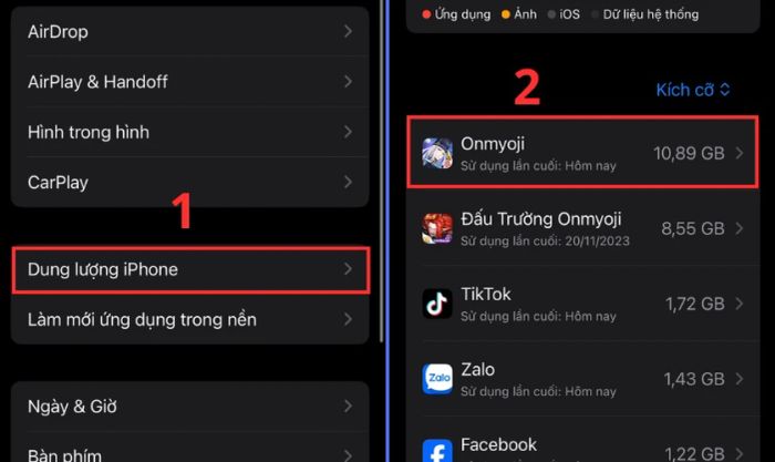 Giải phóng bộ nhớ để khắc phục lỗi màn hình iPhone 13 Pro Max