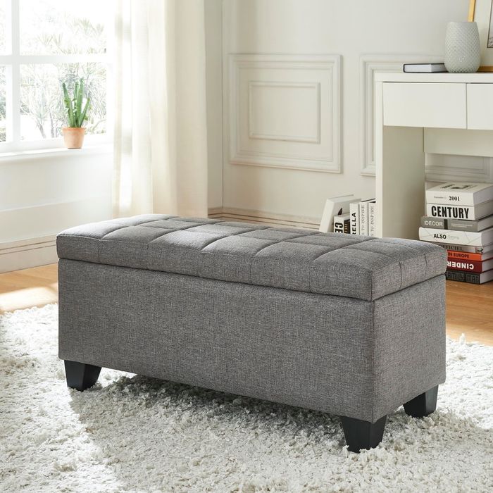 gray ottoman with hidden storage compartment