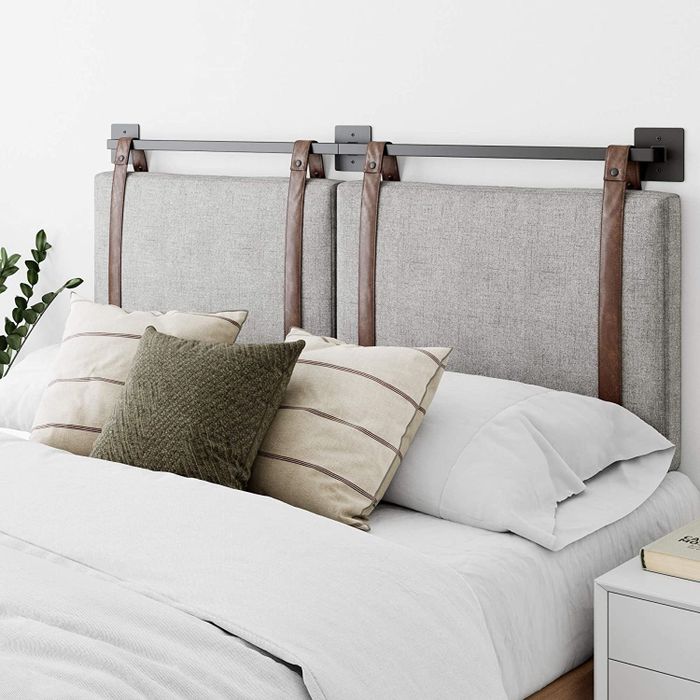 the same headboard in a stylish grey finish