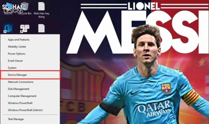 Mở nhanh Device Manager bằng cách sử dụng tổ hợp phím Windows + X