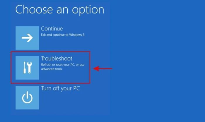 Chọn mục Troubleshooting/Computer recovery