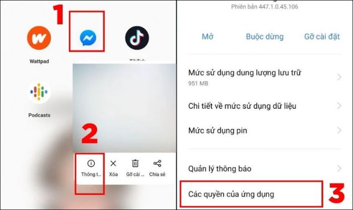 Cấp quyền truy cập camera và micro cho Messenger
