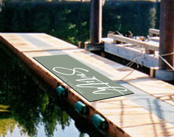 A customized runner placed elegantly on a dock, adding a touch of luxury.