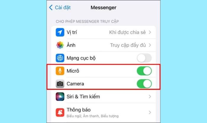 Kích hoạt quyền truy cập cho Micro và Camera