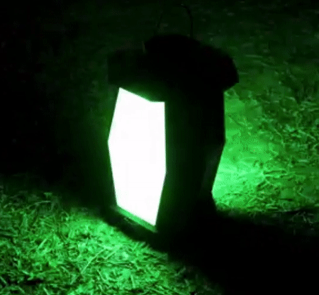 A gif showing the speaker changing from green to purple in a colorful display.