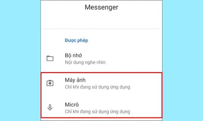 Kích hoạt quyền truy cập cho Camera và Micro