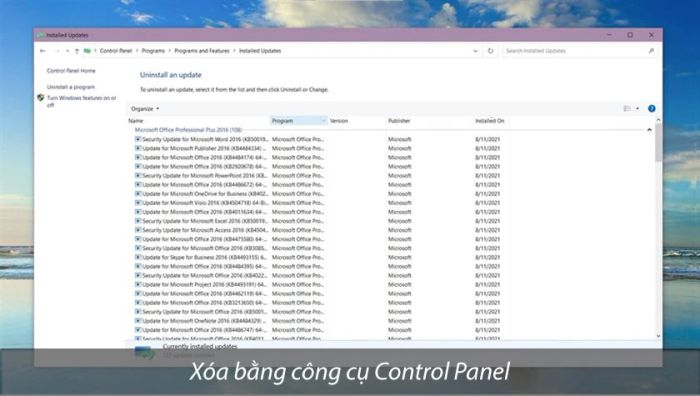 Xóa hai file Update for Microsoft và Security for Microsoft