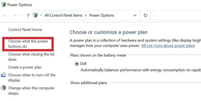 Chọn vào Choose what the power buttons do