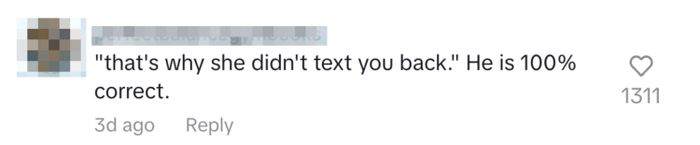 A comment from perfectbalancegymbooks: 'That’s why she didn’t text you back.' He’s absolutely right