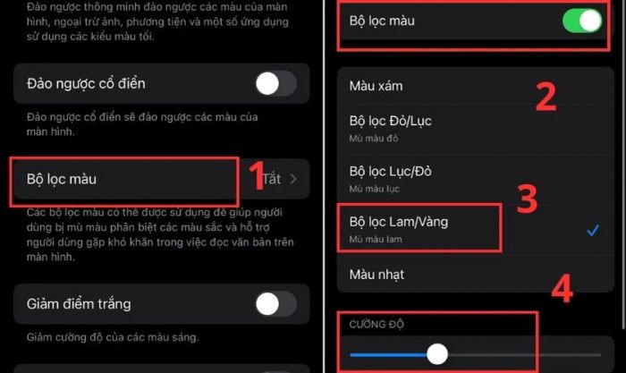 Kéo thanh Cường độ để đạt được tone màu mong muốn