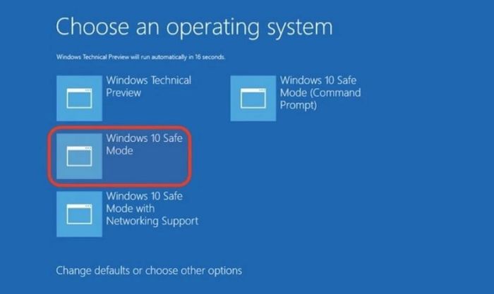 Màn hình hiển thị ở chế độ khởi động Safe Mode