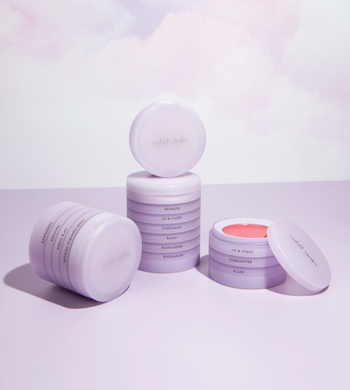 Three purple beauty stacks neatly stacked together.