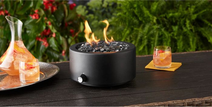 The portable tabletop fireplace.