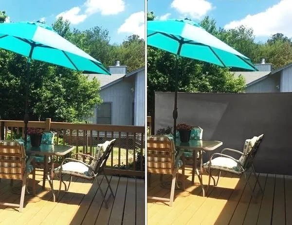 A before and after showing the privacy screen in action.