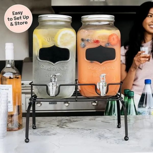 The mason jar dispensers.