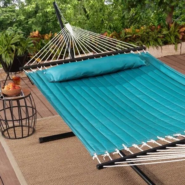 The hammock in teal.