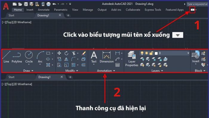 khôi phục thanh công cụ trong CAD