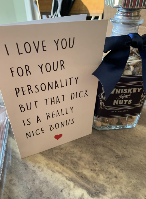 A card reads,