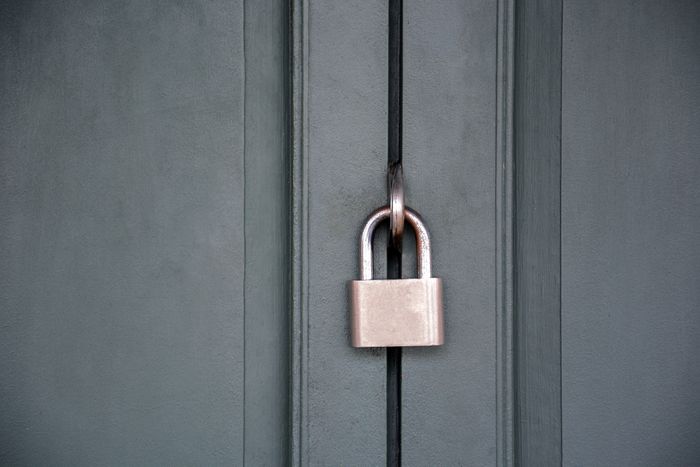A lock securing some cabinets