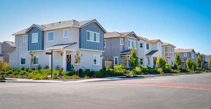A row of suburban homes