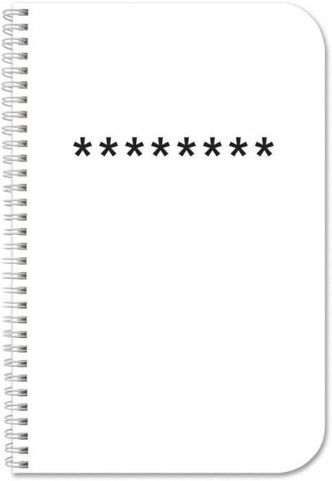 A spiral-bound journal with asterisks on its cover.