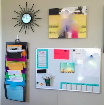 The organizer displayed on a wall.