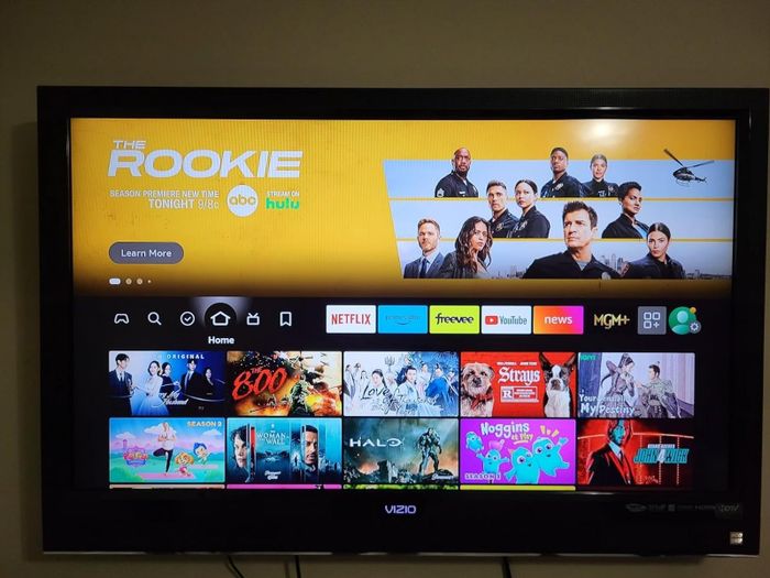 The home screen of the Fire TV interface, showcasing a variety of streaming options.