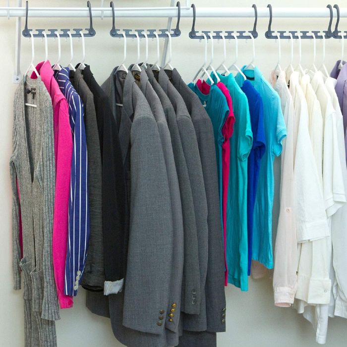 Product displayed in use within a closet