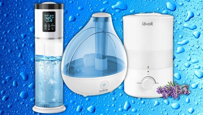 The Hiswelle floor humidifier, the Pure Enrichment humidifier, and a Levoit humidifier from Amazon.