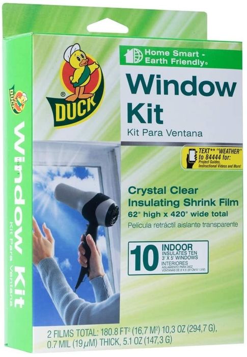 The insulation kit with enough shrink film to cover ten standard windows