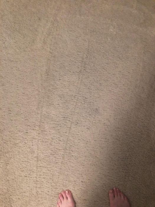Bare feet on a carpeted surface.