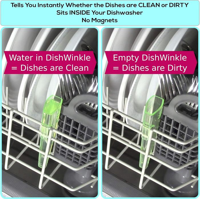 A dishwasher indicator sign showing