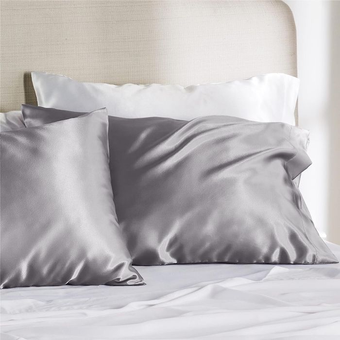 The pillowcases in a sleek grey color