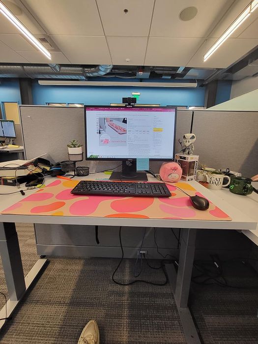 A funky and stylish desk mat that stands out with its groovy design.