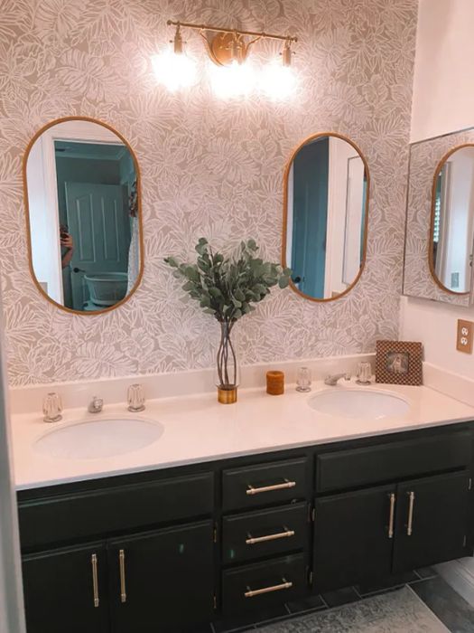 Gold cabinet handles adorning kitchen cabinets
