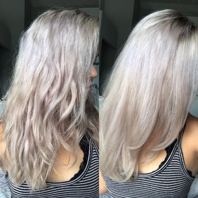 Reviewer showing the result of using the Revlon one-step hair dryer