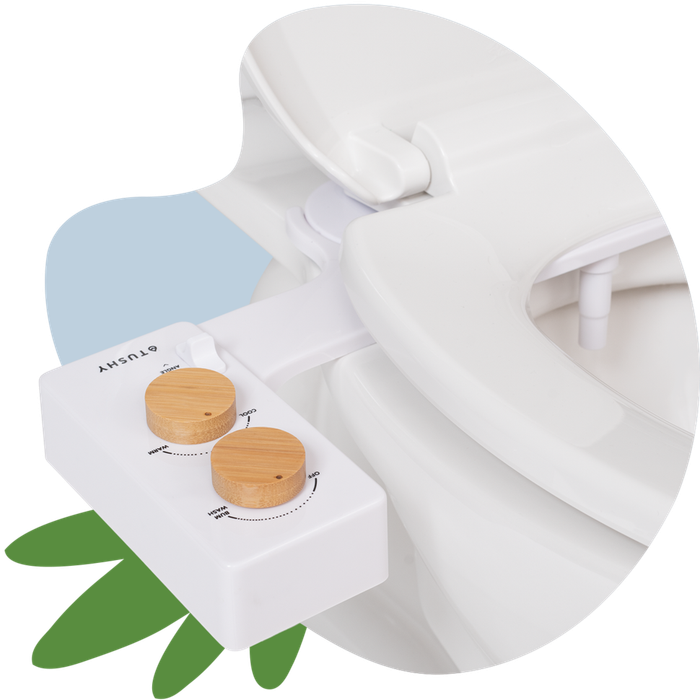 The Tushy Spa 3.0 attached to a toilet.