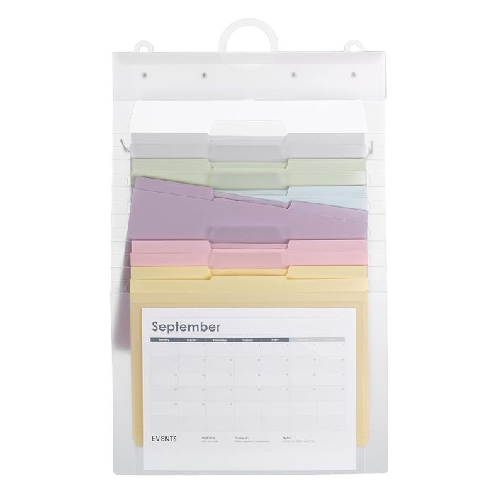 The organizer in soft pastel hues.