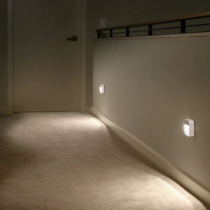 Night lights installed on a wall with no available outlets, offering convenience and functionality.