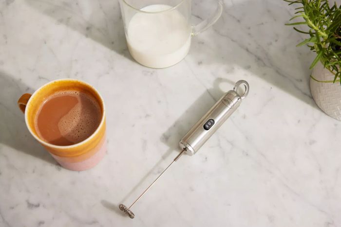 Rösle Stainless Steel Dual-Speed Frother on marble countertop