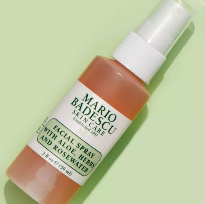 Mario Badescu Facial Spray with Aloe, Herbs, and Rosewater, 2 fl oz bottle, ready for a quick skin pick-me-up.