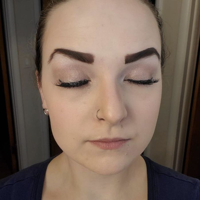 The same person after a 12-hour shift, with makeup still intact and looking fresh