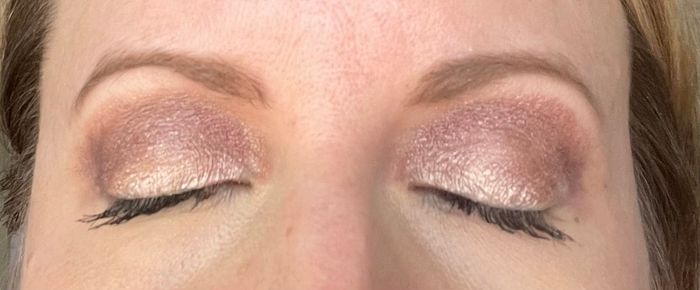 Closed eyes with shimmering glitter eyeshadow