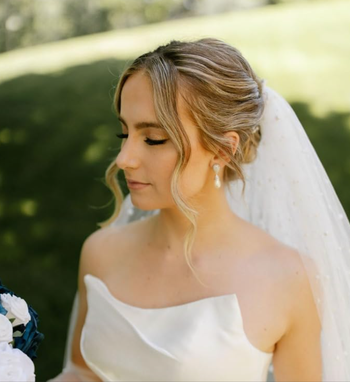 The reviewer wearing the makeup combo on their wedding day