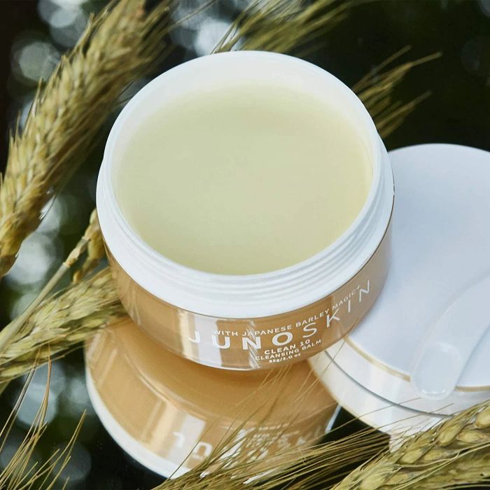 The clear balm in its container